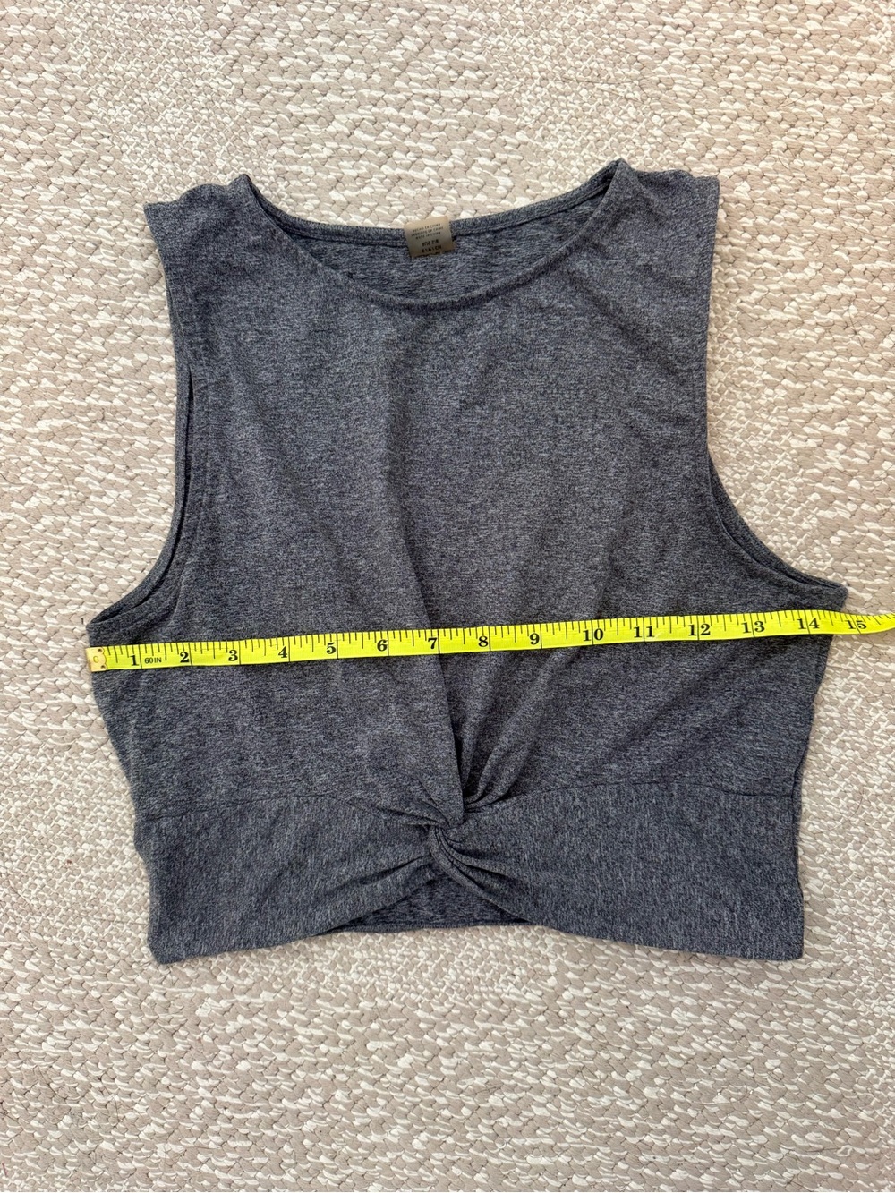 Roxy Heathered Charcoal Twist-Front Cropped Tank